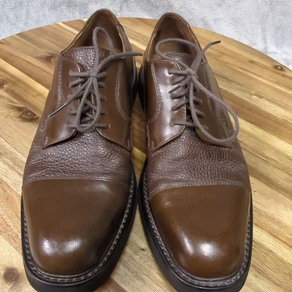 Florsheim FLS Shoes Mens 9 M‎ Brown Leather Midtown Cap Toe Lace Up Oxfords